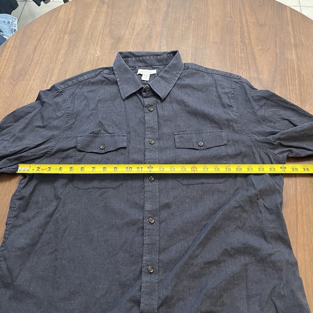 Calvin Klein Mens Button Down Dress Shirt Blue Long Sleeve Size XXL - Picture 11 of 13